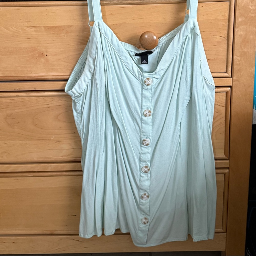 Light Green/blue Button-Up tank top